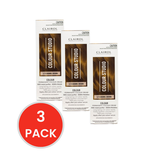Clairol Professional Permanent Hair Cream Colour Studio 5/3 Caramel Brown (3x Pack)