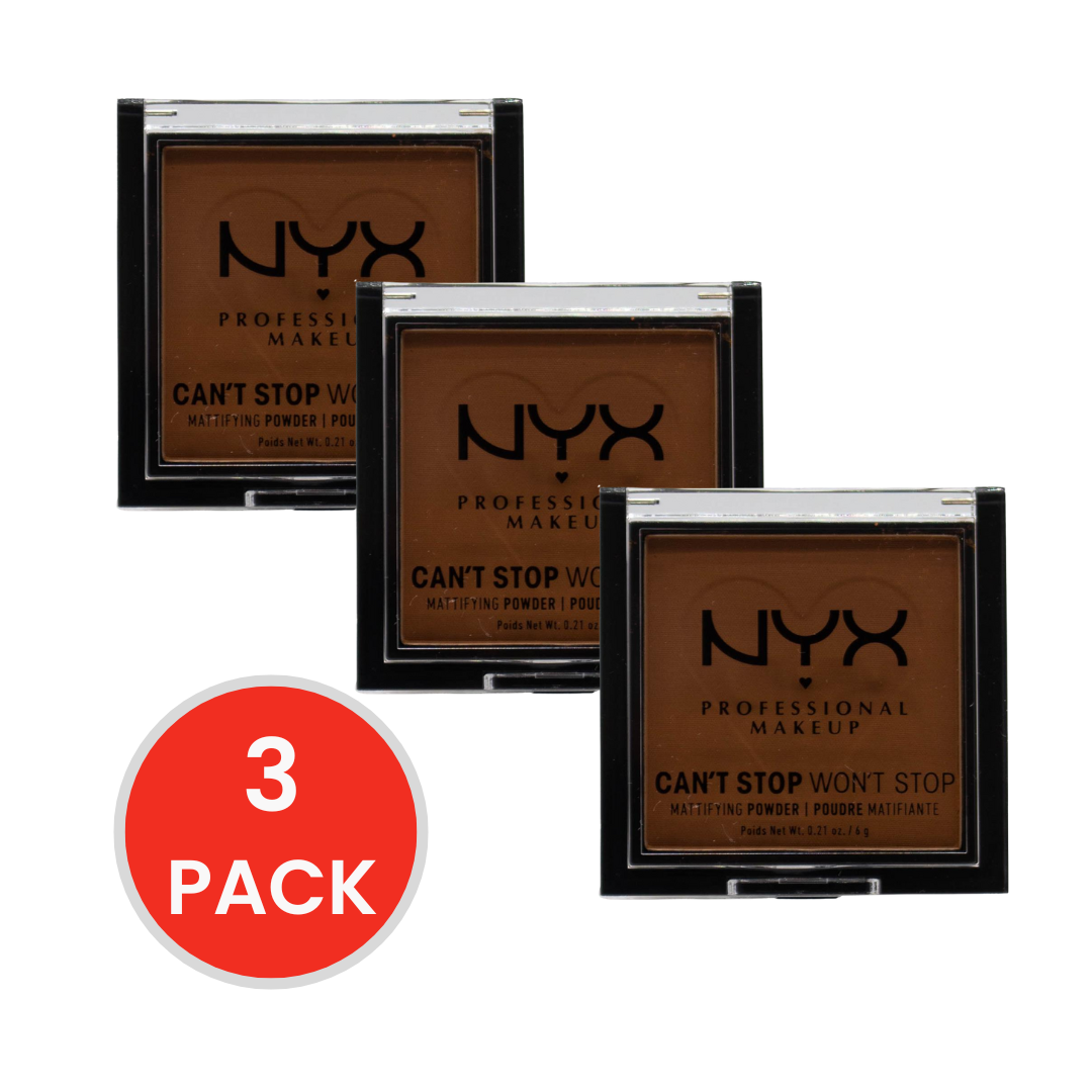 NYX 6g Mattifying Powder Cant Stop Wont Stop Deep (3x Pack)
