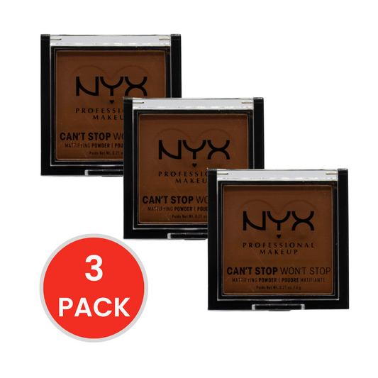 Nyx 6g Mattifying Powder Cant Stop Wont Stop Deep (3x Pack)
