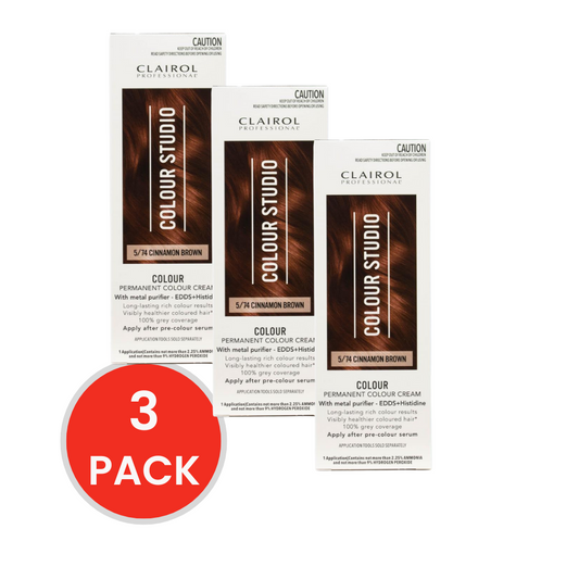 Clairol Professional Permanent Hair Cream Colour Studio 5/74 Cinnamon Brown (3x Pack)