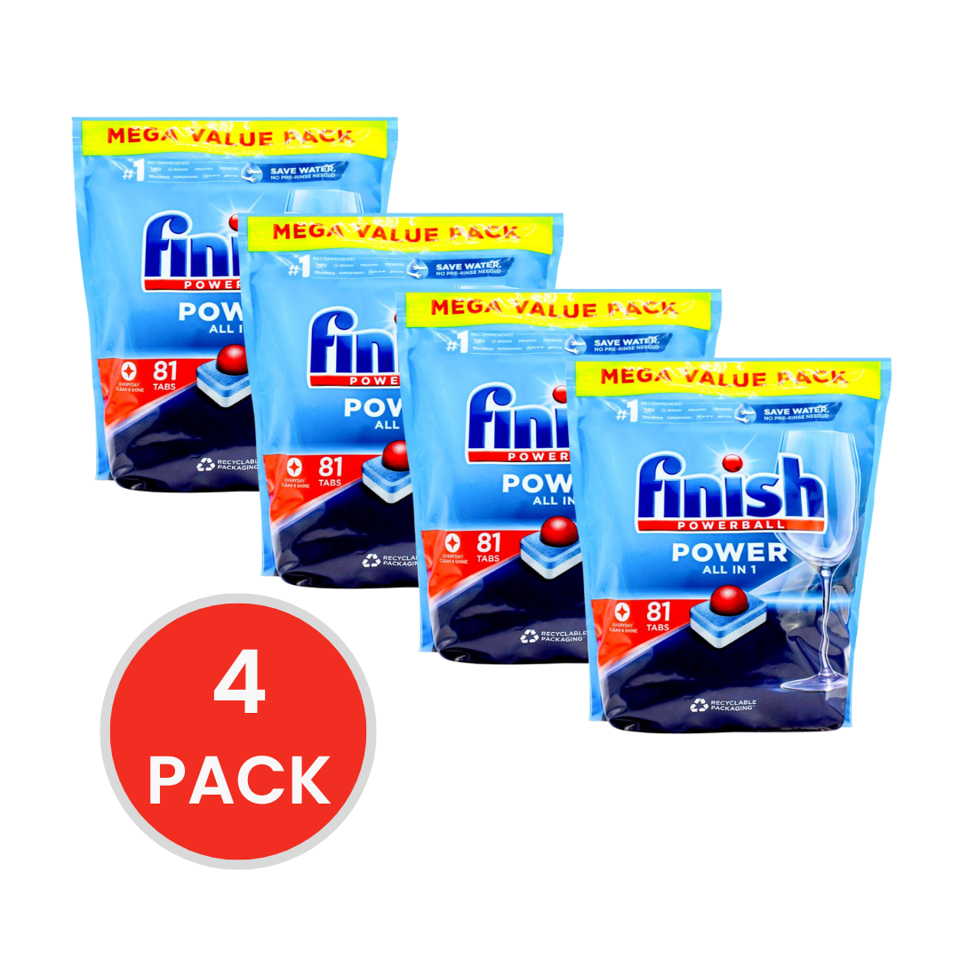 Finish Powerball Dishwashing Tablets Power All in 1 Mega Value Pack 4 X 81pk (324 Tablets)