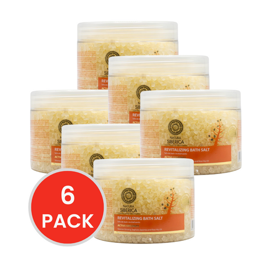 "NATURA SIBERICA 600g BATH SALTS ACTIVE ORGANICS REVITALIZING SIBERIAN GINSENG SOPHORA JAPONICA AND ROSE HIP OIL (6x Pack)