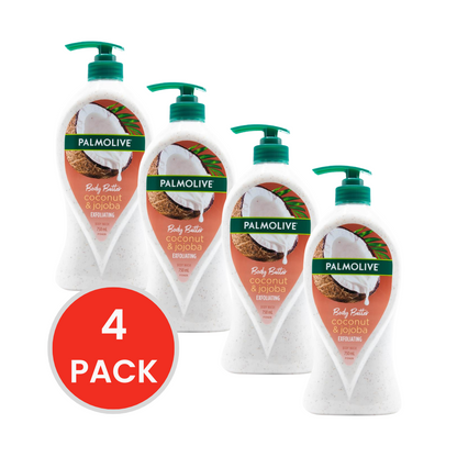 PALMOLIVE BODY WASH EXFOLIATING BODY BUTTER COCONUT & JOJOBA 750ml (4x Pack)