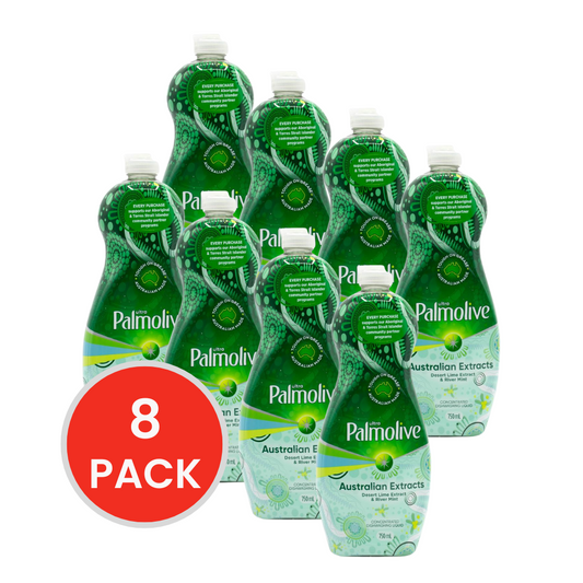 PALMOLIVE 750ml CONCENTRATED DISHWASHING LIQUID AUSTRALIAN EXTRACTS DESERT LIME EXTRACT AND RIVER MINT (8x Pack)