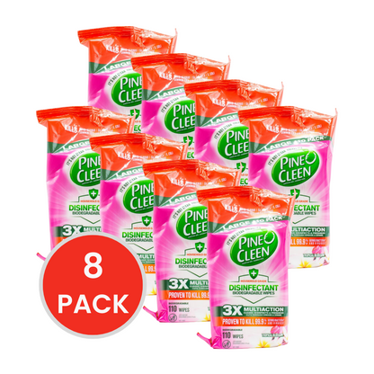 PINE O CLEAN WIPES DISINFECTANT BIODEGRADABLE TROPICAL BLOSSOM 8 x 110Pk (880 Wipes)