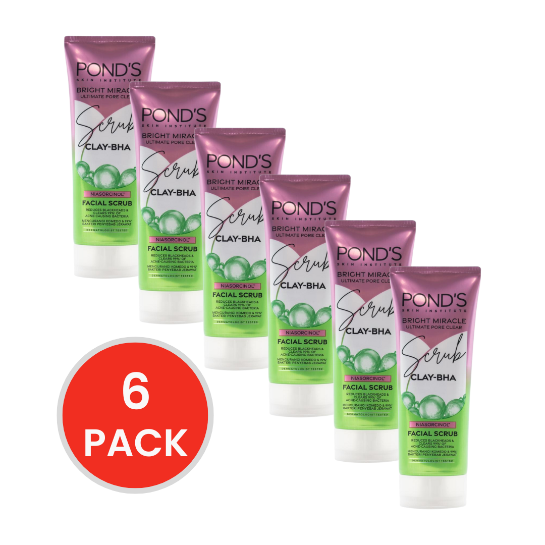 Ponds Bright Miracle Facial Scrub Ultimate Pore Clear 100g (6 Pack)