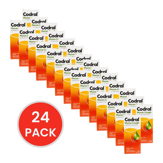 CODRAL 150mL ORAL LIQUID FOR MUCUS COUGH GUAIFENSIN 100mg / 5mL (24x Pack)
