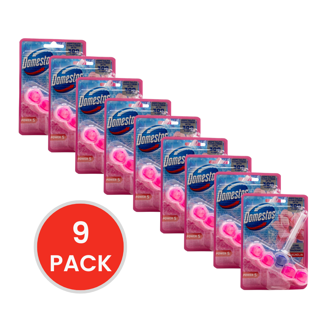DOMESTOS 50g TOILET CLEANER CAGE POWER 5 MAGNOLIA (9x Pack)