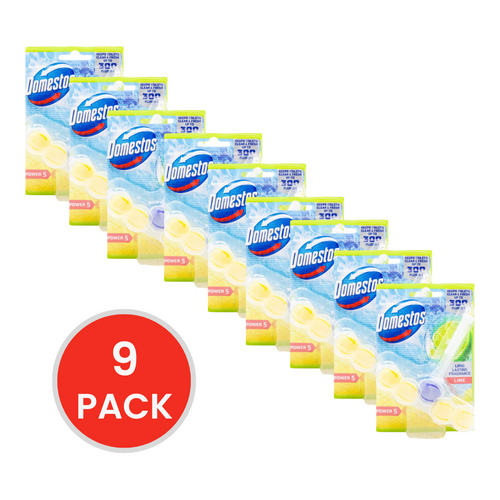 DOMESTOS 50g TOILET CLEANER CAGE POWER 5 LIME (9x Pack)