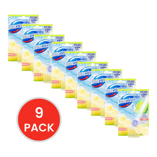 DOMESTOS 50g TOILET CLEANER CAGE POWER 5 LIME (9x Pack)