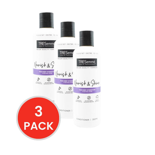 TRESEMME 350mL CONDITIONER NOURISH AND SHINE VITAMIN E AND HEMP SEED OIL (3x Pack)