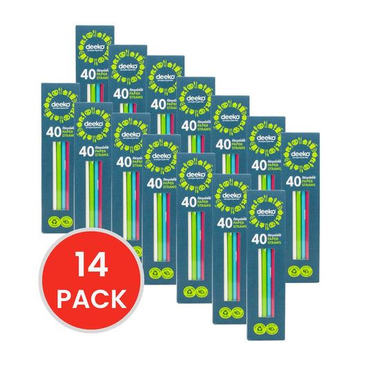 DEEKO PK40 PAPER STRAWS ASSORTED COLOURS (14x Pack)