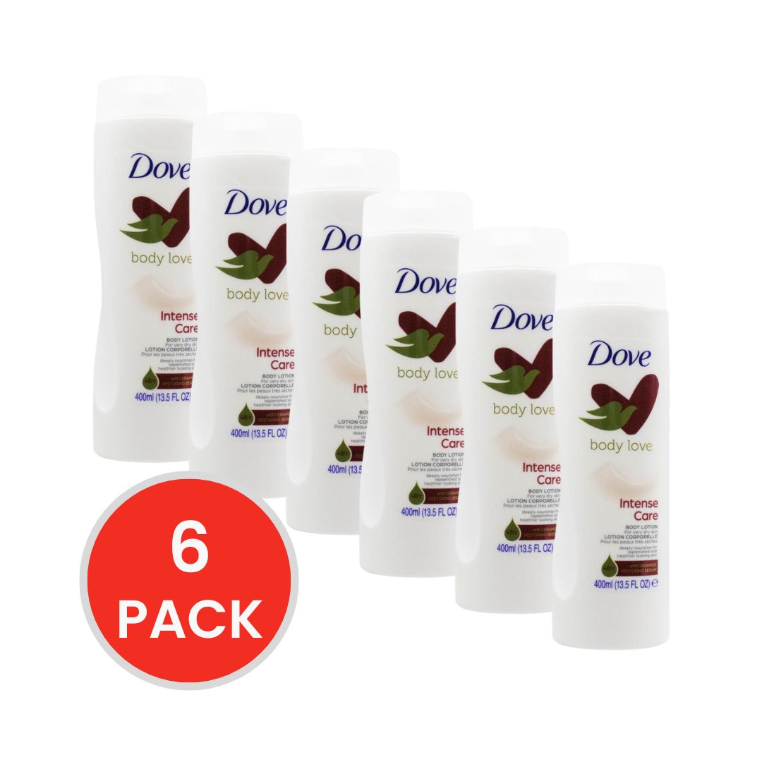 DOVE 400mL BODY LOTION BODY LOVE INTENSE CARE FOR VERY DRY SKIN (6x Pack)
