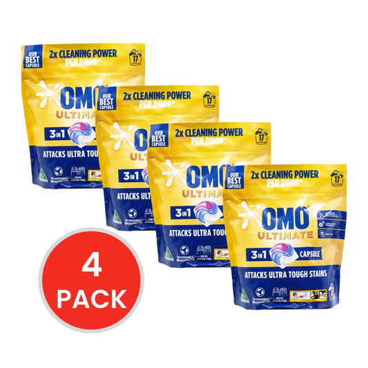 OMO PK17 CAPSULES ULTIMATE 2X CLEANING POWER 3 IN 1 ALL MACHINE TYPES (4x Pack)