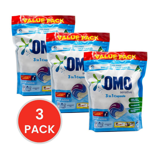 OMO PK60 3 IN 1 CAPSULES SENSITIVE FRAGRANCE FREE (3x Pack)