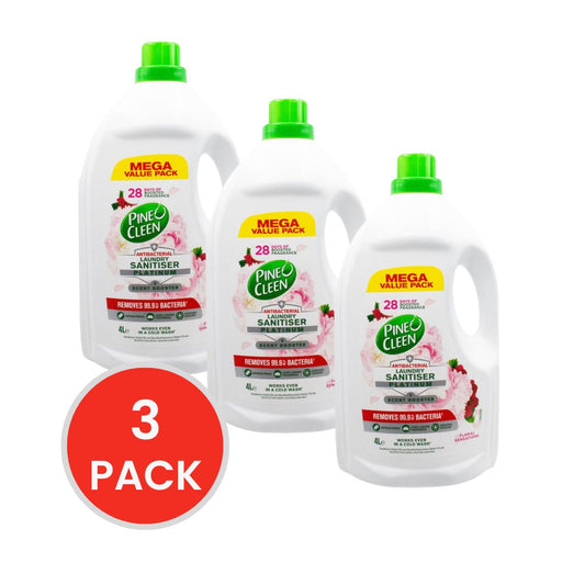 PINE O CLEAN 4l LAUNDRY SANITISER ANTIBACTERIAL SCENT BOOSTER PLATINUM FLORAL SENSATIONS (3x Pack)