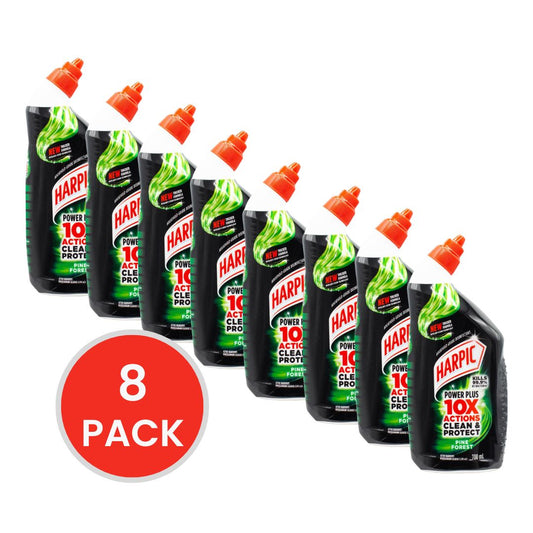HARPIC 700mL TOILET CLEANER POWER PLUS X10 ACTIONS CLEAN AND PROTECT PINE FOREST (8x Pack)
