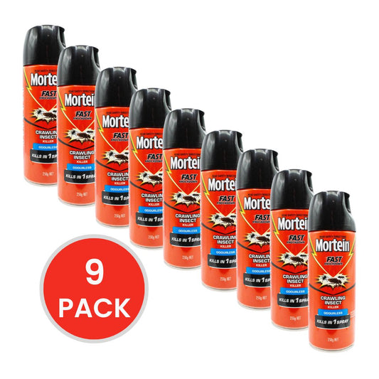 9x MORTEIN 250g CRAWLING INSECT KILLER KILLS IN 1 SPRAY ODOURLESS