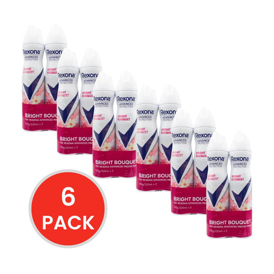 REXONA PK2 x 130g / 220mL ANTIPERSPIRANT 72H ADVANCED PROTECTION BRIGHT BOUQUET ( 6 x Value Pack)