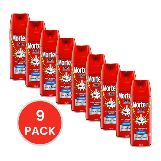 MORTEIN 250g FLY & MOSQUITO KILLER ODOURLESS FAST KNOCKDOWN (9x Pack)