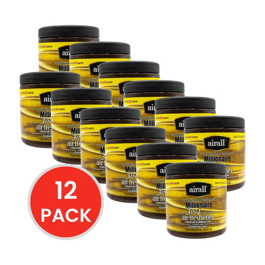 AIRALL 226g AIR FRESHENER SOLID 3 IN 1 ODOUR ELIMINATOR ESSENTIAL OILS A SCENTED IMPRESSION OF MILLIONAIRE (12x Pack)