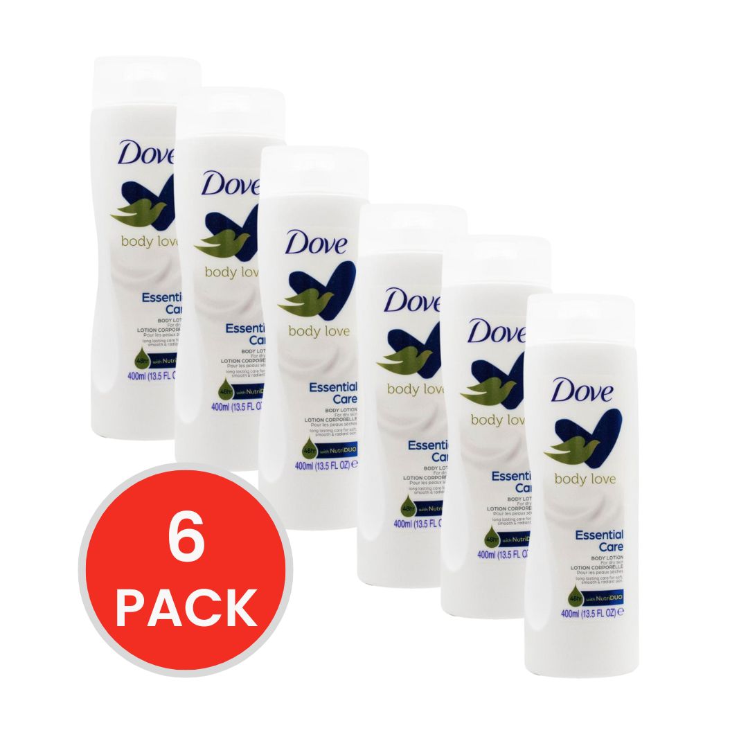 DOVE 400mL BODY LOTION BODY LOVE ESSENTIAL CARE FOR DRY SKIN (6x Pack)