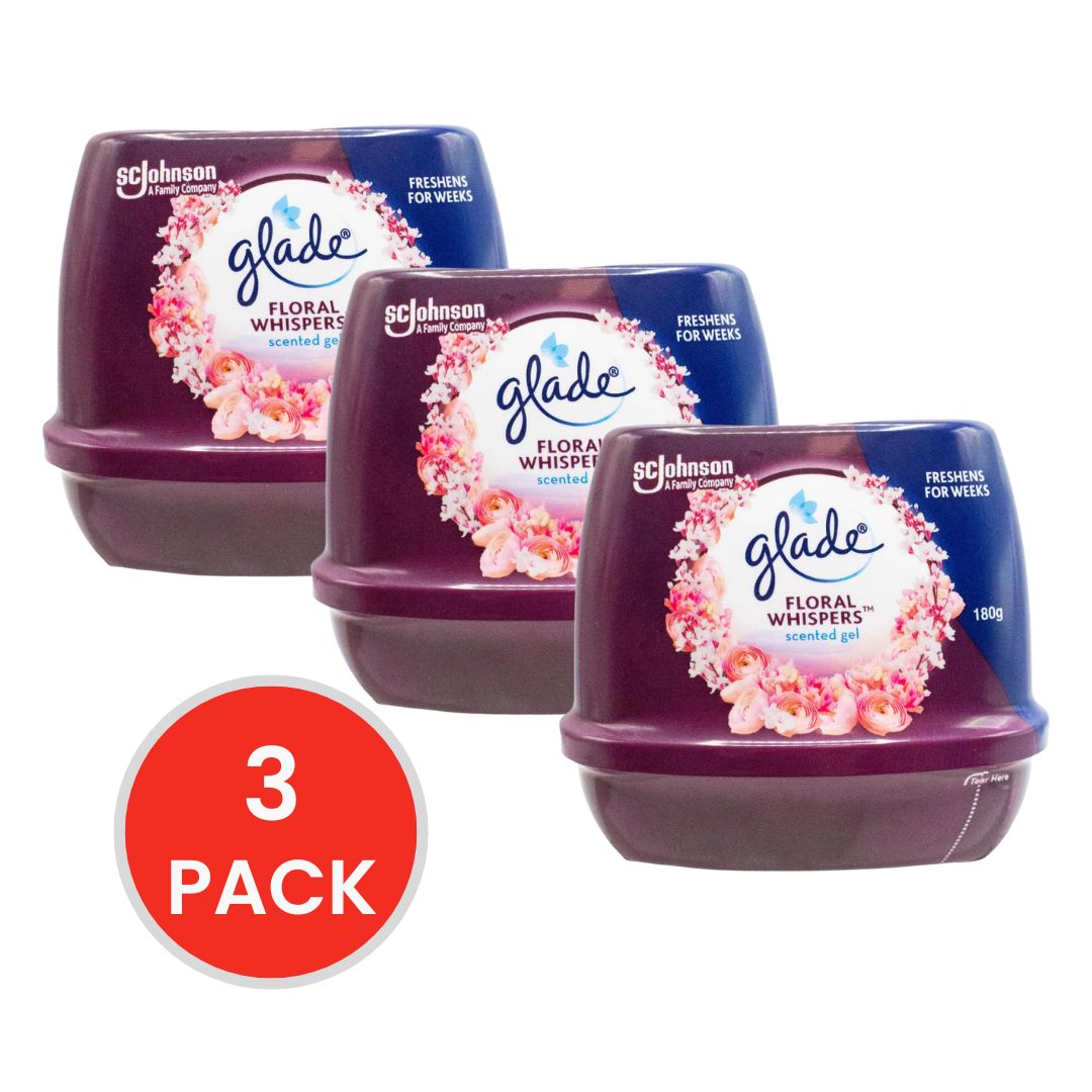 GLADE 180g AIR FRESHENER SCENTED GEL FLORAL WHISPERS (3x Pack)