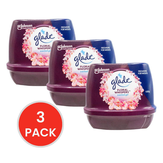 GLADE 180g AIR FRESHENER SCENTED GEL FLORAL WHISPERS (3x Pack)