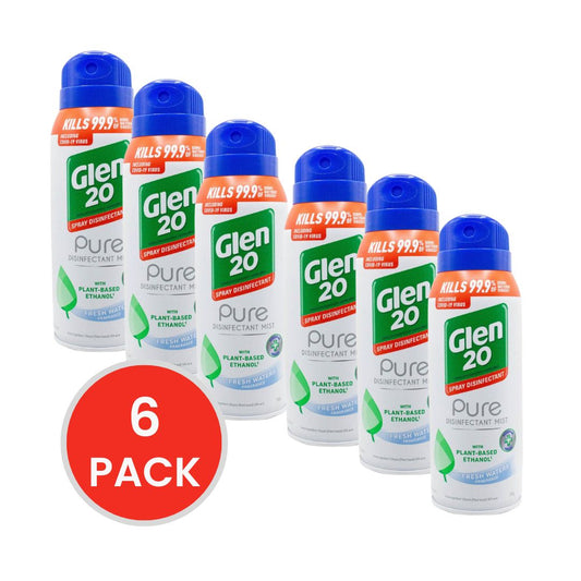 GLEN 20 283g DISINFECTANT MIST PURE WITH PLANT BASED ETHANOL FRESH WATERS (6x Pack)