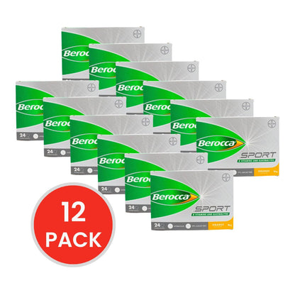 BEROCCA PK24 x96g POWDER SACHETS B VITAMINS AND ELECTROLYTES SPORT ORANGE (12x Pack)