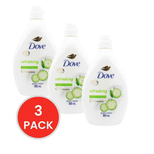 DOVE 800mL BODY WASH TRIPLE MOISTURE SERUM REFRESHING CUCUMBER AND GREEN TEA SCENT (3x Pack)