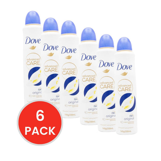 DOVE 145g / 250mL ANTIPERSPIRANT ADVANCED CARE 72H ORIGINAL (6x Pack)