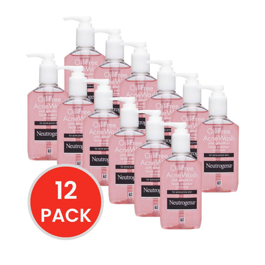 NEUTROGENA 175mL FACIAL CLEANSER OIL-FREE ACNE WASH PINK GRAPEFRUIT (12x Pack)
