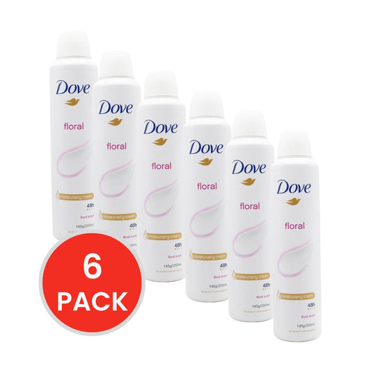 DOVE 145g / 250mL ANTIPERSPIRANT 1/4 MOISTURISING CREAM FLORAL SCENT (6x Pack)