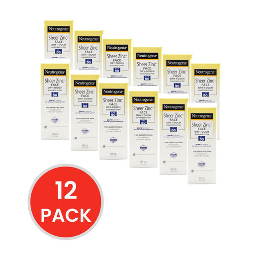 NEUTROGENA 59ml SUNSCREEN LOTION SHEER ZINC FOR FACE SPF 50DRY TOUCH (12x Pack)