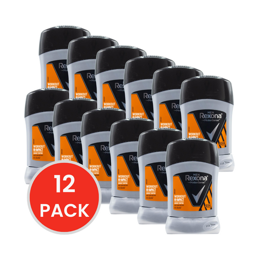 REXONA 40g ANTIPERSPIRANT MEN 48H MOTION SENSE WORKOUT HI IMPACT ODOUR CONTROL (12x Pack)