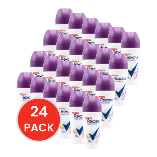 REXONA 45mL DEODORANT WOMEN ROLL ON 72 HOUR FREE SPIRIT (24x Pack)