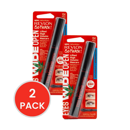 REVLON 7mL MASCARA EYES WIDE OPEN SO FIERCE BLACK NOIR 104 CARDED (2x Pack)