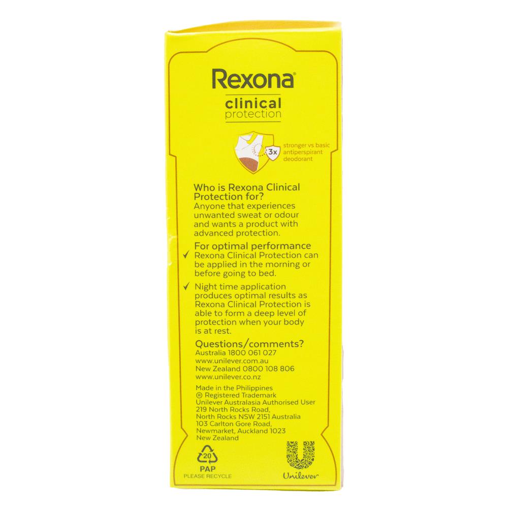 REXONA 48g / 45mL ANTIPERSPIRANT DEODORANT CLINICAL PROTECTION CREAM 96H 3X STRONGER STRESS CONTROL (6x Pack)