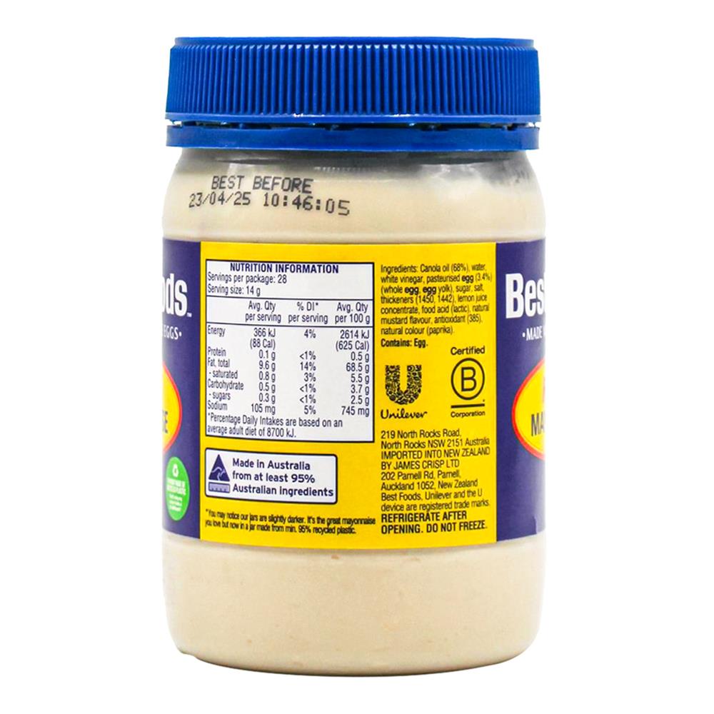 Best Foods 405g Mayonnaise (12x Pack)