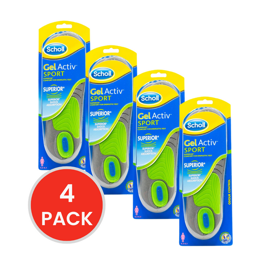 SCHOLL 1 PAIR WOMEN GEL ACTIV SPORT SUPERIOR SHOCK ABSORBENT ODOUR CONTROL SIZE 4.5 - 8.5 (4x Pack)