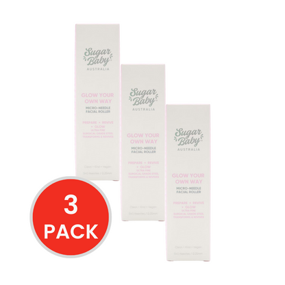 SUGAR BABY GLOW YOUR OWN WAY MICRO NEEDLE FACIAL ROLLER (3x Pack)