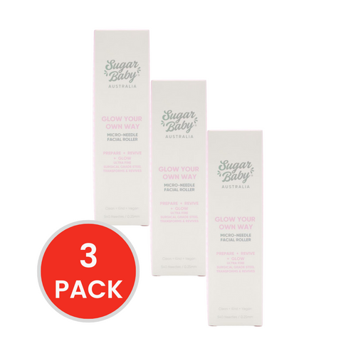 SUGAR BABY GLOW YOUR OWN WAY MICRO NEEDLE FACIAL ROLLER (3x Pack)