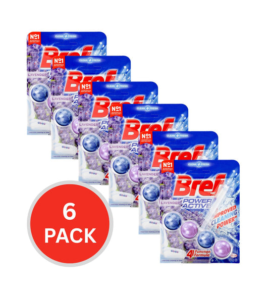 Bref Toilet Cleaner Cage Power Active 4 Function Formula Lavender Field 50g (6 Pack)