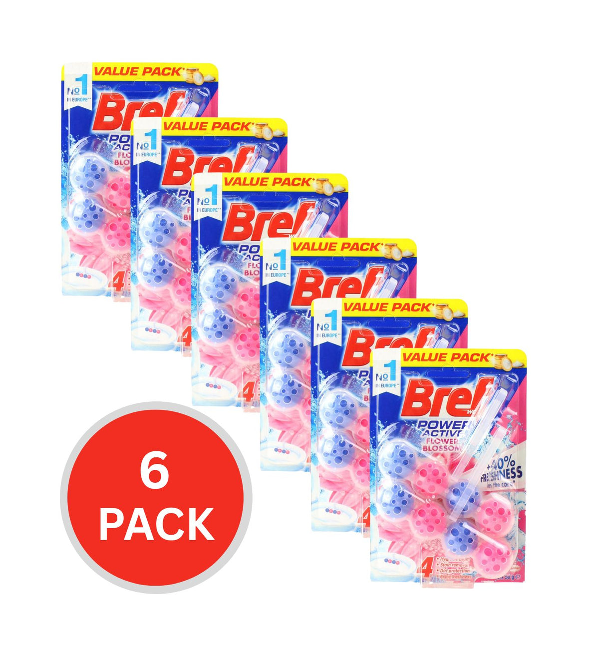 Bref 50g Toilet Cleaner Cage Power Active 4 Flower Blossom 6 x 2Pk (12 Pack)