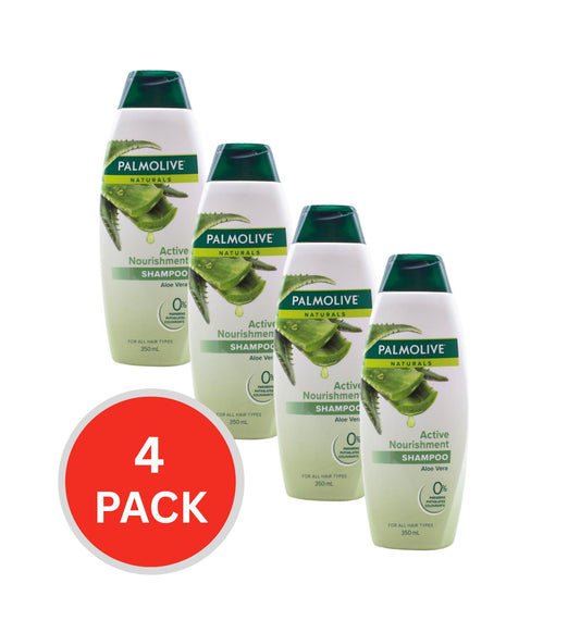Palmolive Naturals Shampoo Active Nourishment Aloe Vera & Fruit Vitamins 350ml (4 Pack)
