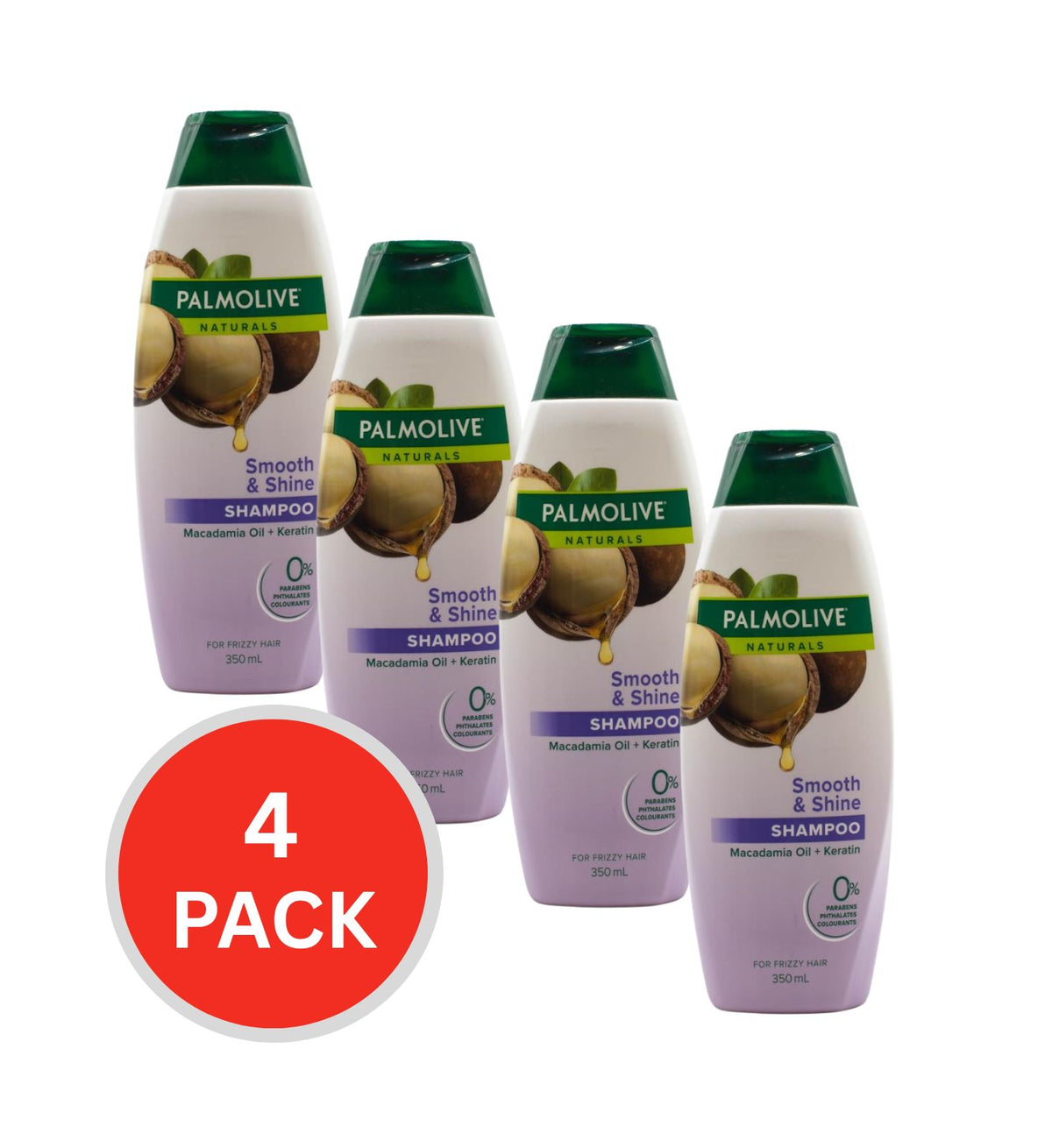 Palmolive Shampoo Smooth & Shine Macadamia Oil & Keratin 350mL (4 Pack)