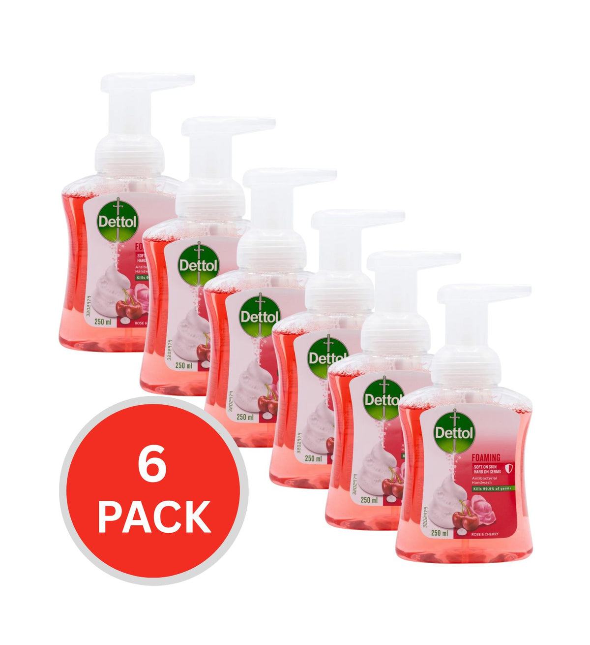 Dettol Soft On Skin Foam Hand Wash Rose & Cherry In Bloom 250ml (6 Pack)