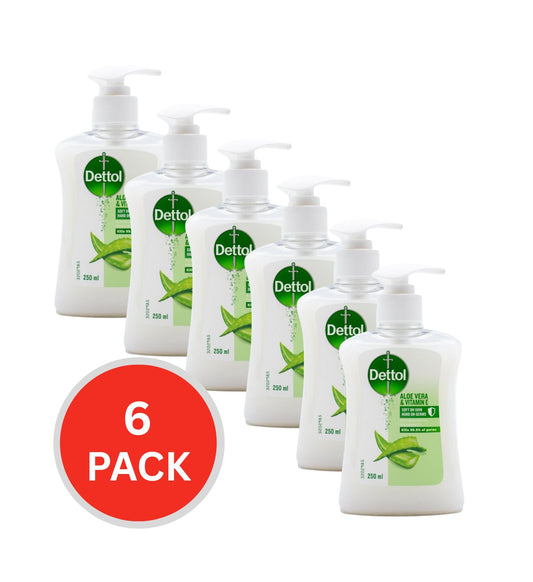 Dettol Soft On Skin Liquid Hand Wash Aloe Vera 250ml (6 Pack)