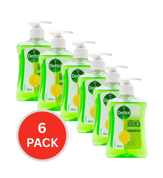 Dettol Soft On Skin Liquid Hand Wash Lemon & Lime 250ml (6 Pack)